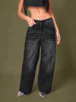 Load image into Gallery viewer, Jean baggy Velvet noir
