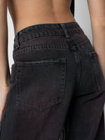 Load image into Gallery viewer, Jean wide leg black magenta