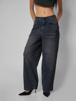 Load image into Gallery viewer, Jean baggy Velvet blue