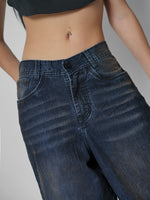 Load image into Gallery viewer, Jean baggy Velvet blue