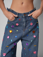 Load image into Gallery viewer, Jean baggy Bedazzle