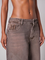 Load image into Gallery viewer, Jean wide leg Mocca laser