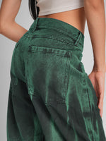 Load image into Gallery viewer, Jean baggy flare emerald rush