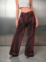 Load image into Gallery viewer, Jean baggy flare Merlot
