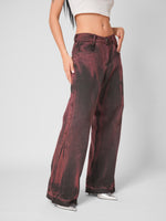 Load image into Gallery viewer, Jean baggy flare Merlot
