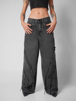 Load image into Gallery viewer, Jean baggy velour black