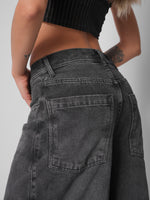 Load image into Gallery viewer, Jean baggy velour black