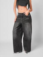 Load image into Gallery viewer, Jean baggy Velvet noir
