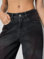 Load image into Gallery viewer, Jean wide leg black magenta
