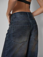 Load image into Gallery viewer, Jean baggy Velvet blue

