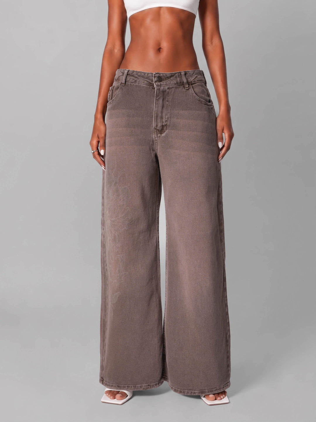 Jean wide leg Mocca laser