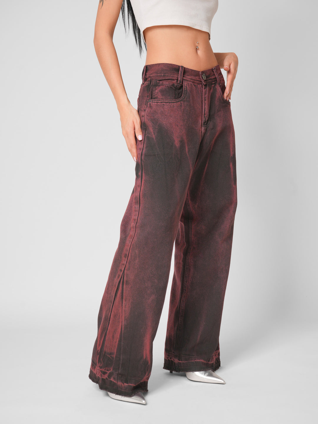 Jean baggy flare Merlot