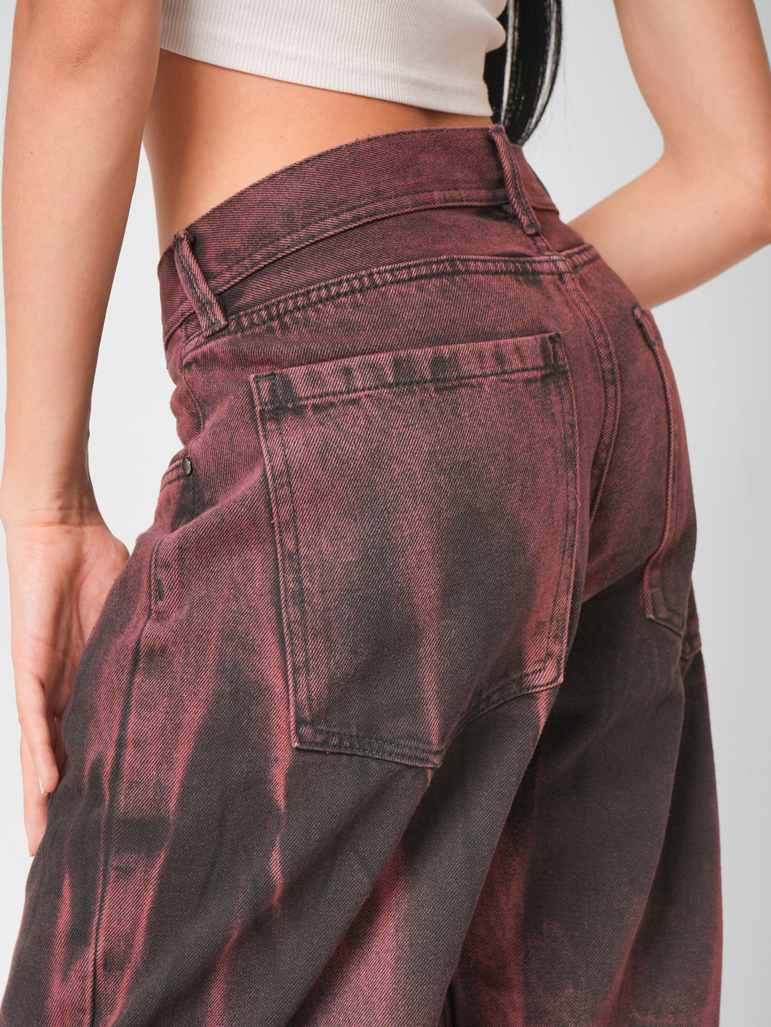 Jean baggy flare Merlot
