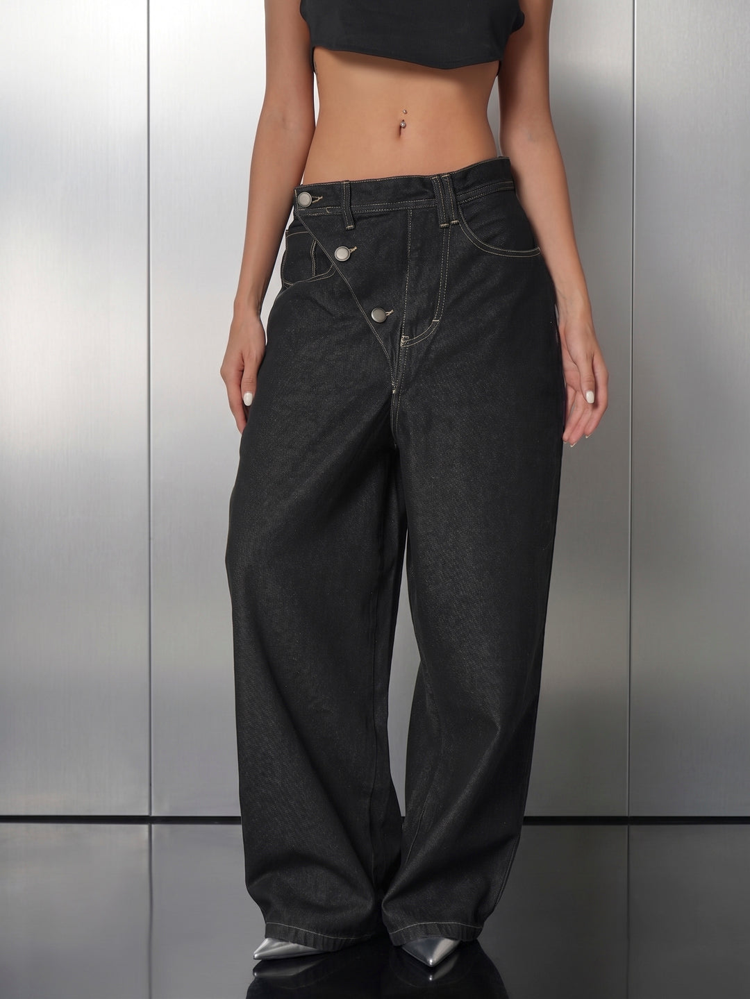 Jean baggy Black buttons