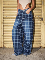 Load image into Gallery viewer, Jean baggy Check print
