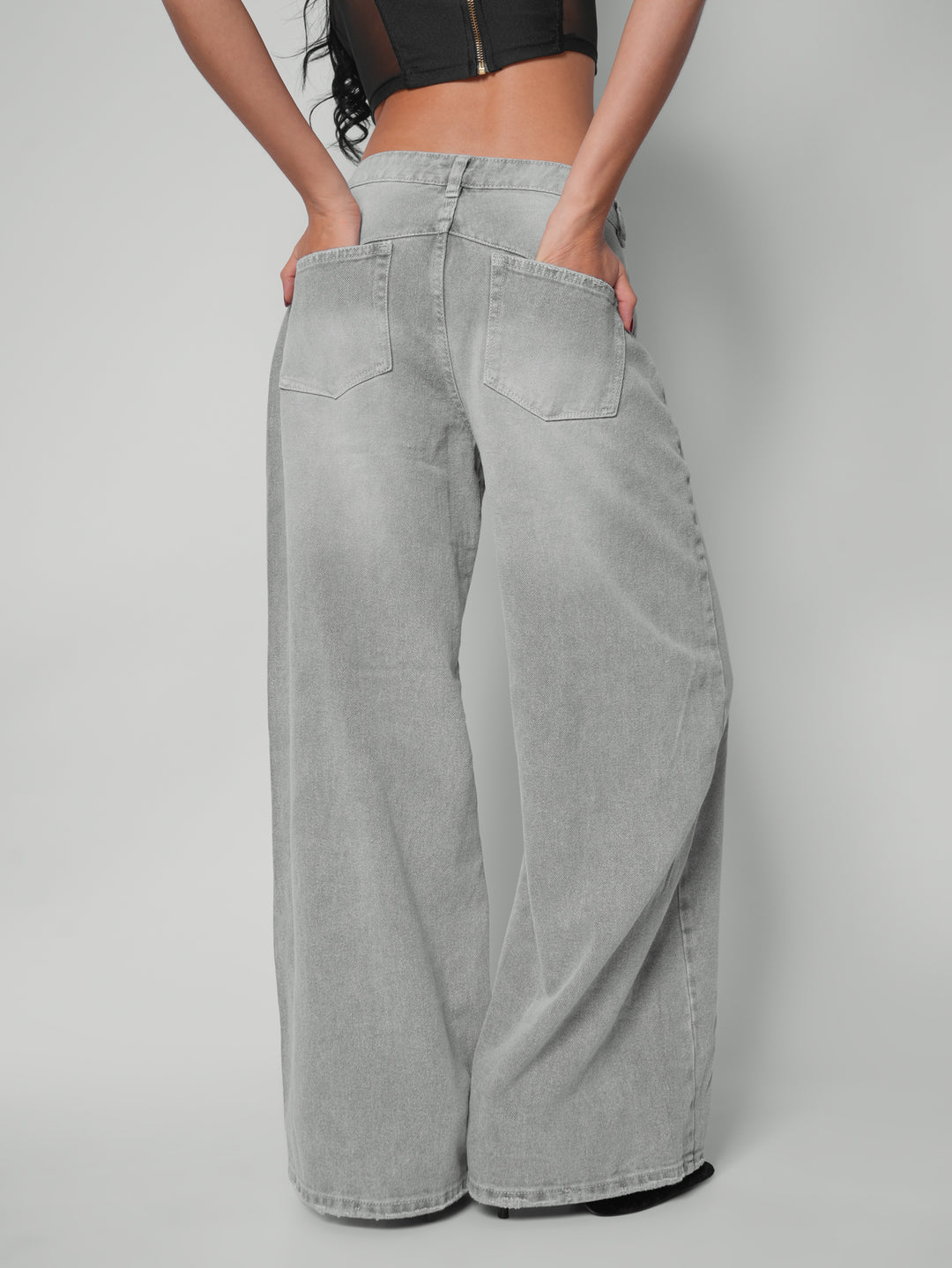 Jean wide leg silver static