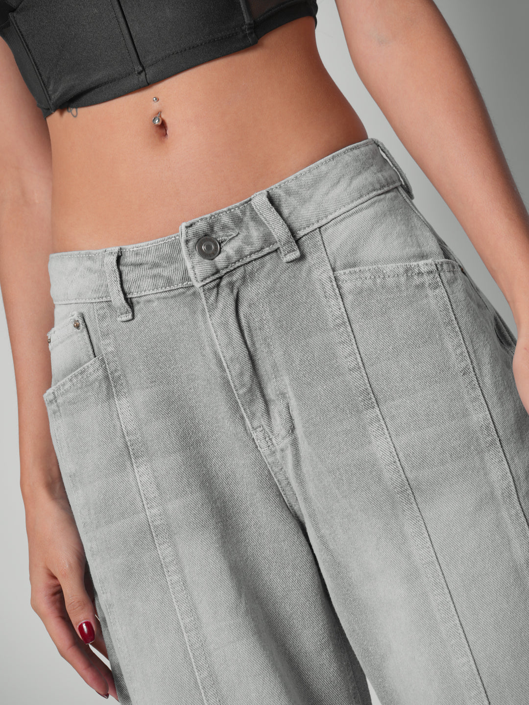 Jean wide leg silver static