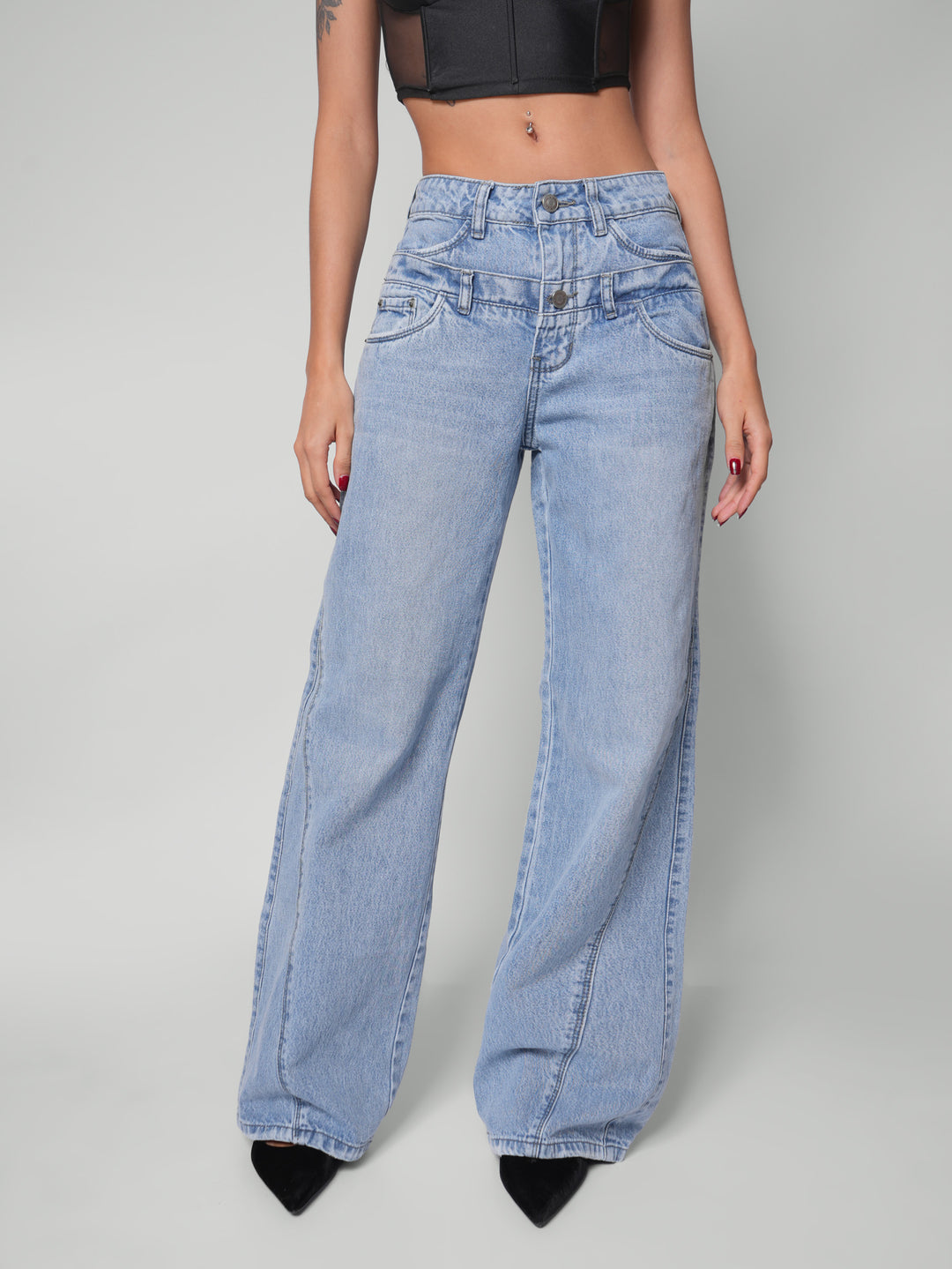 Jean wide leg faded
