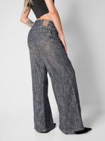 Load image into Gallery viewer, Jean Wide Leg Velvet  Cross
