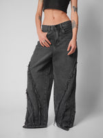 Load image into Gallery viewer, Jean baggy velour black
