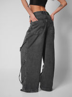 Load image into Gallery viewer, Jean baggy velour black
