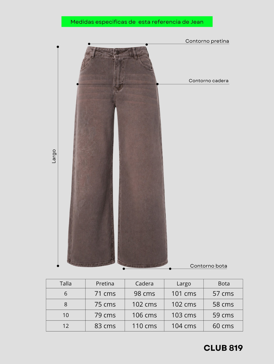 Jean wide leg Mocca laser