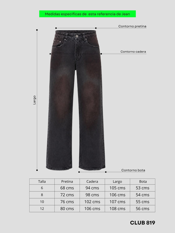 Jean wide leg black magenta