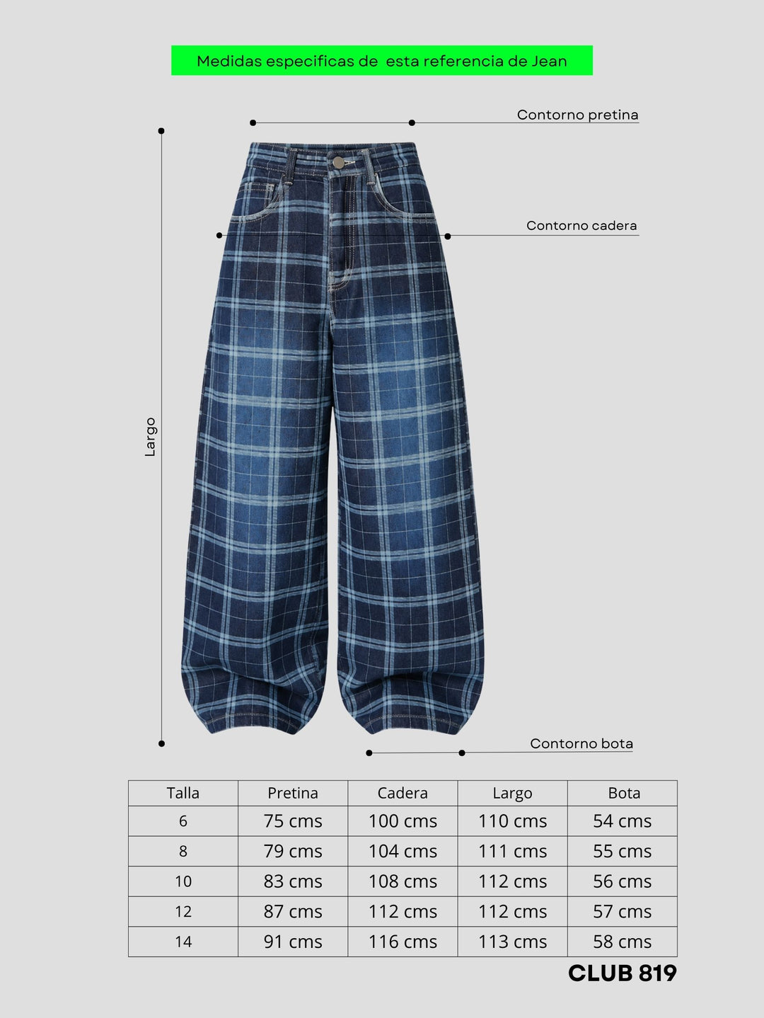 Jean baggy Check print