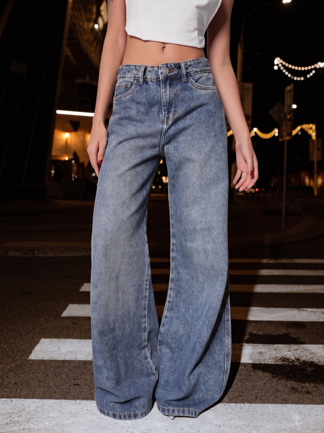 Jean wide leg moon wash