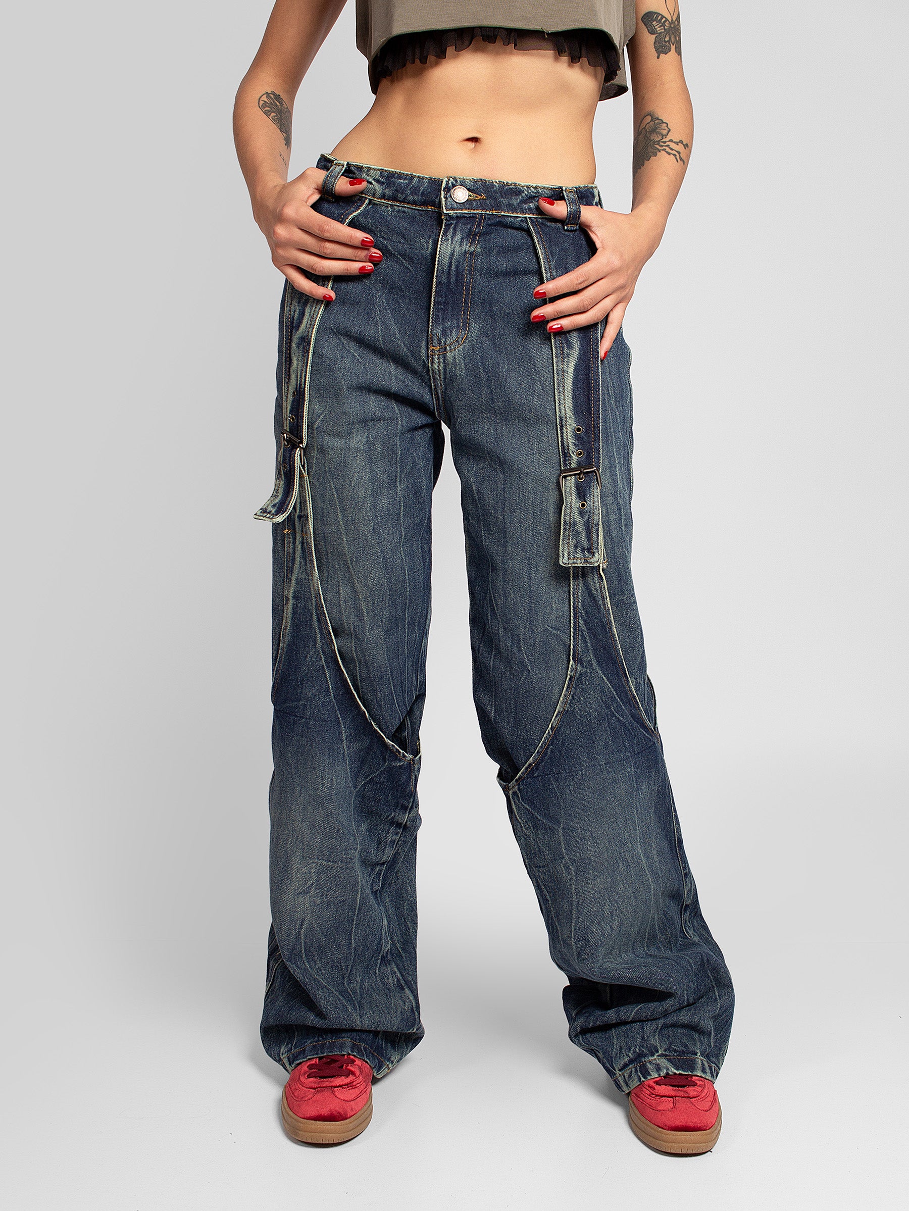 Wide leg jean tirantes