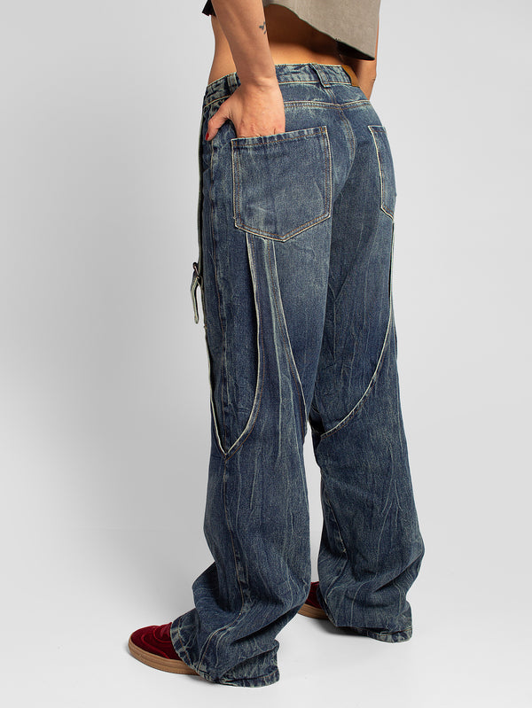 Wide leg jean tirantes