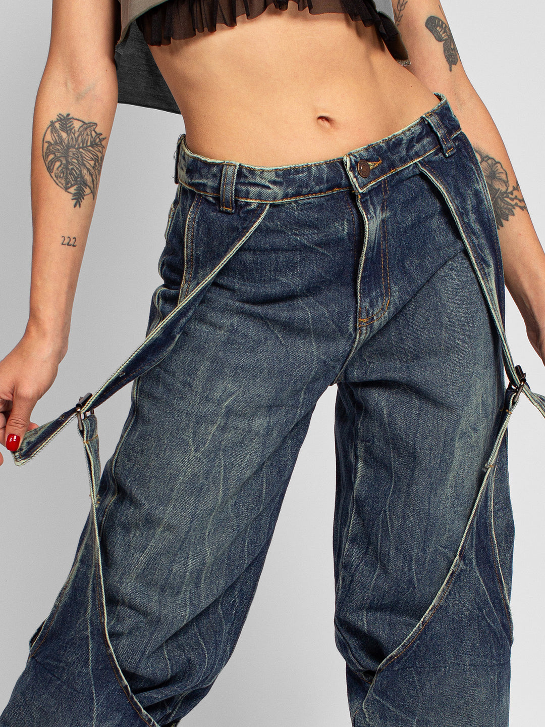 Wide leg jean tirantes
