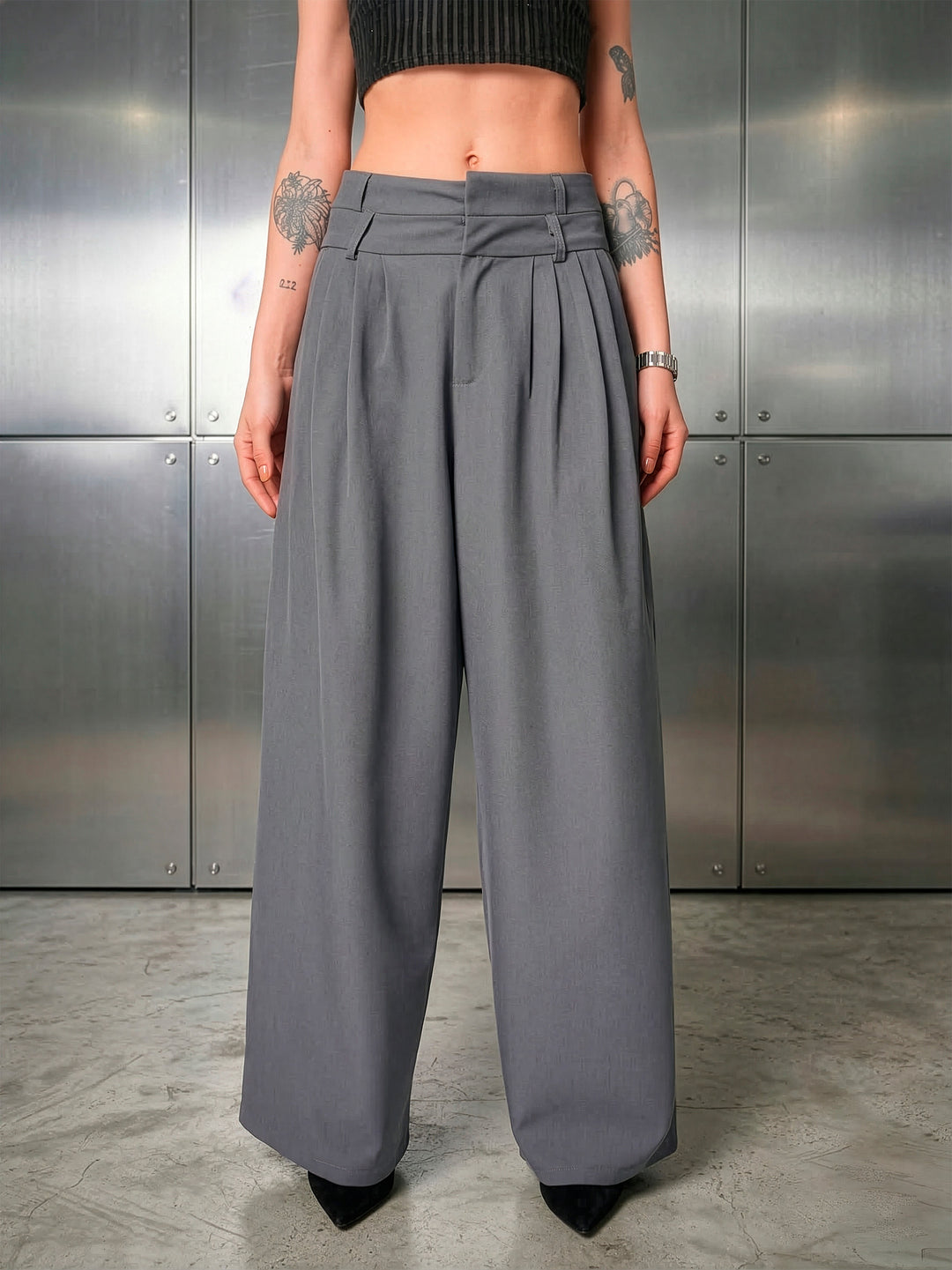 Pantalón wide leg reaktor gris